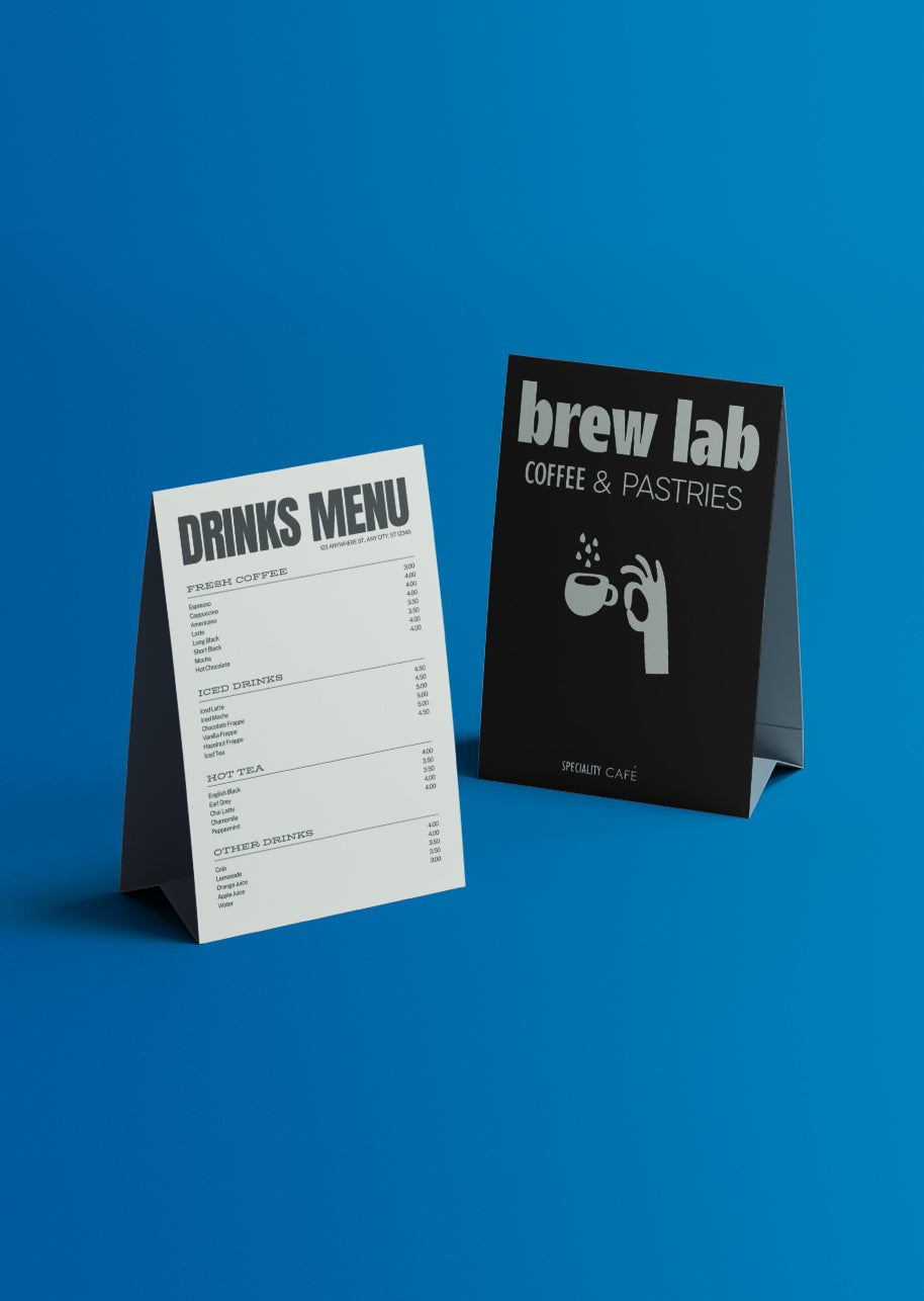 Printed Table Tents for Events, Menus & Displays