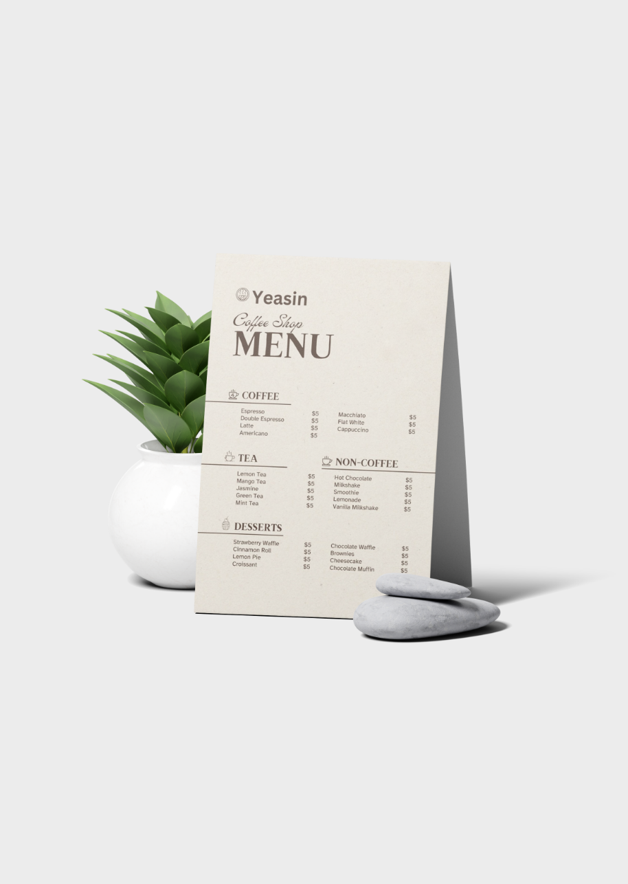 Printed Table Tents for Events, Menus & Displays